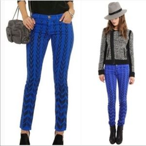 Current Elliot cobalt chevron skinny ankle jean 27
